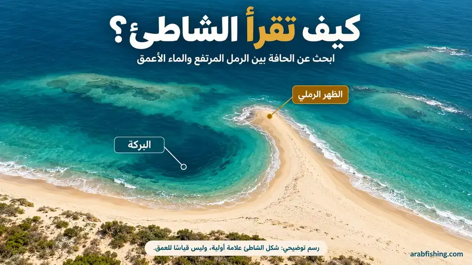 رسم يوضح الظهر الرملي والبركة